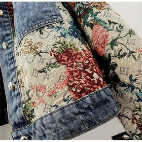 Jaqueta Jeans Feminina Estampada Roses - Coradon