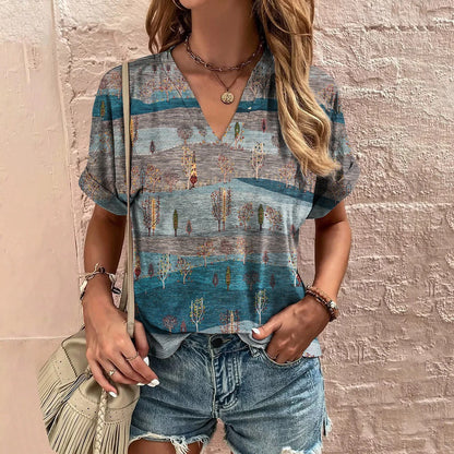 Blusa Feminina Manga Curta Retro