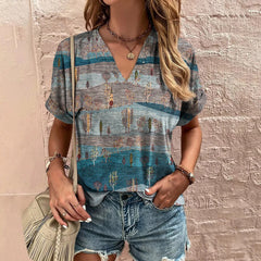 Blusa Feminina Manga Curta Retro