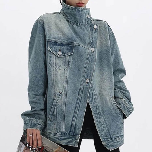 Jaqueta-Feminina-Jeans-Gola-Alta-Hickman-frente