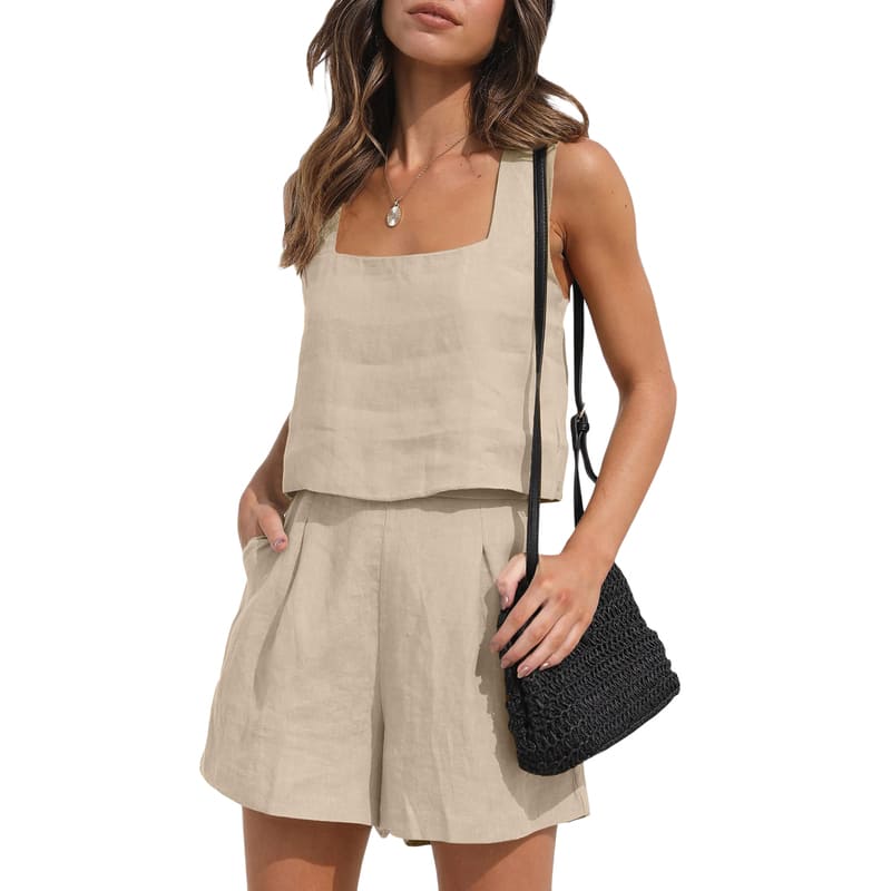 Conjunto Feminino Linho Rosangela Bege - Coradon