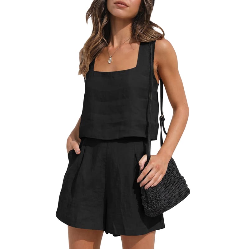 Conjunto Feminino Linho Rosangela Preto - Coradon