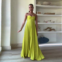 Vestido Longo Plissado Tomara Que Caia Eva