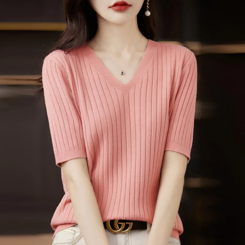 Blusa Feminina Decote Em V Mari Goiaba - Coradon