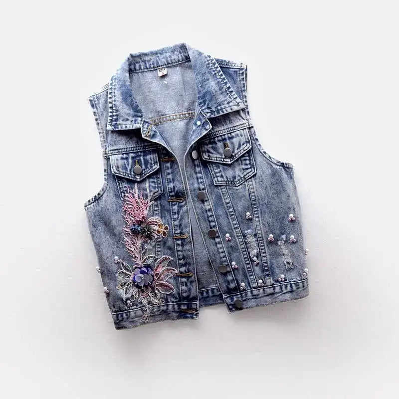 Colete Jeans Bordado Feminino Taissa