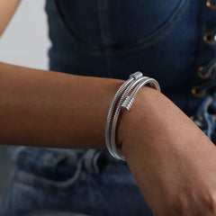 Bracelete Espiral Detalhado Banhado em Ouro 18K - Coradon