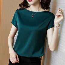 Blusa Feminina Seda Manga Curta Lolla