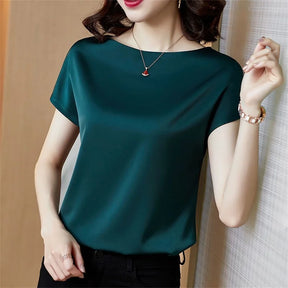 Blusa Feminina Seda Manga Curta Lolla