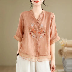 Camisa Feminina Floral Gola V Adhalia
