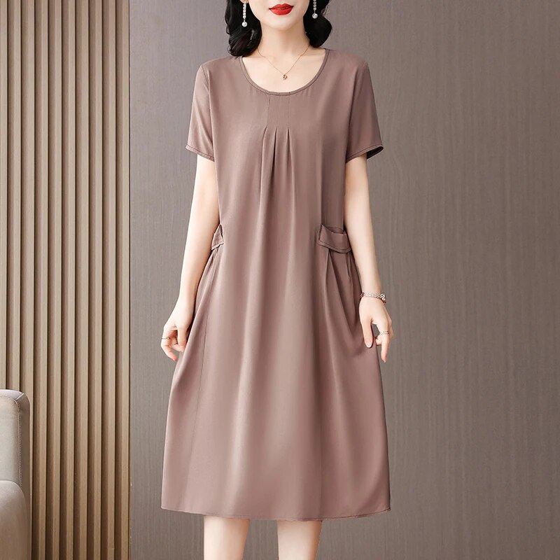 Vestido Midi Fresco Sarah Bege - Coradon