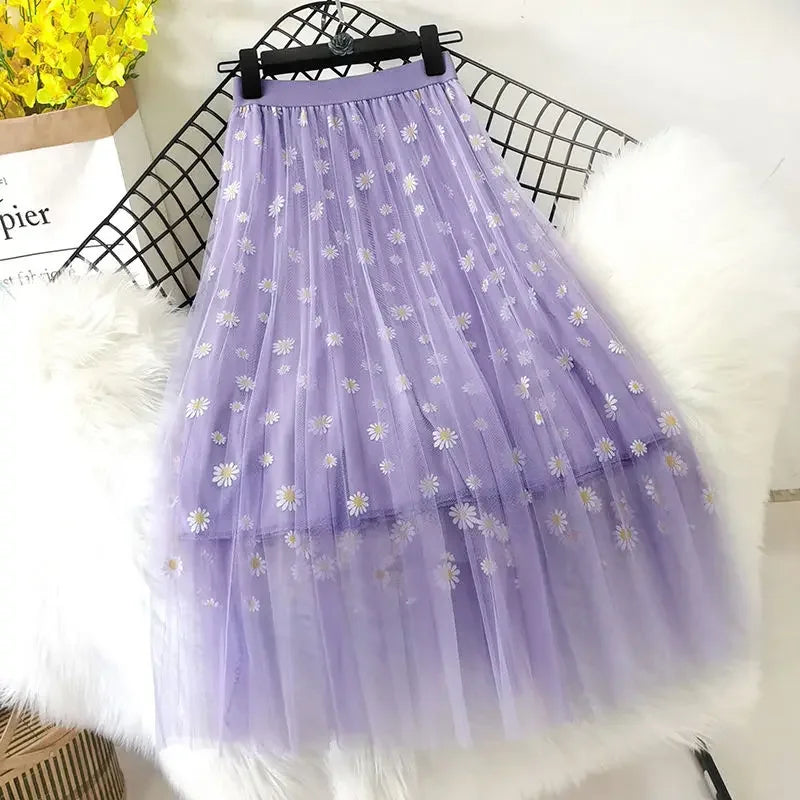Saia Midi Com Tulê Anabela