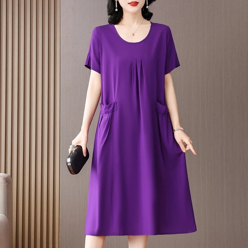Vestido Midi Fresco Sarah Roxo - Coradon