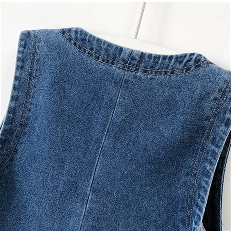 Colete Jeans Feminino Decote em V Paloma Azul - Coradon