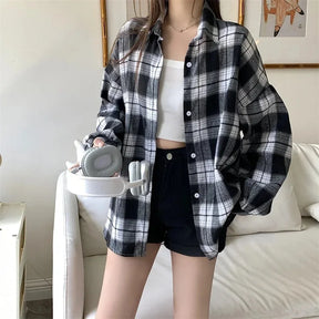 Camisa Feminina Xadrez Bufante Viena