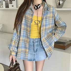 Camisa Feminina Xadrez Bufante Viena