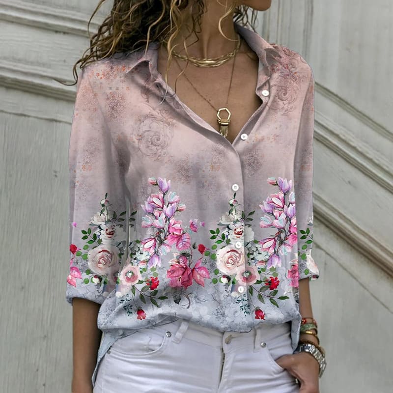 Camisa Feminina Shirt Kiara Rosas / P Camisakiara