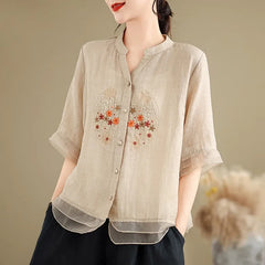 Camisa Feminina Floral Gola V Adhalia