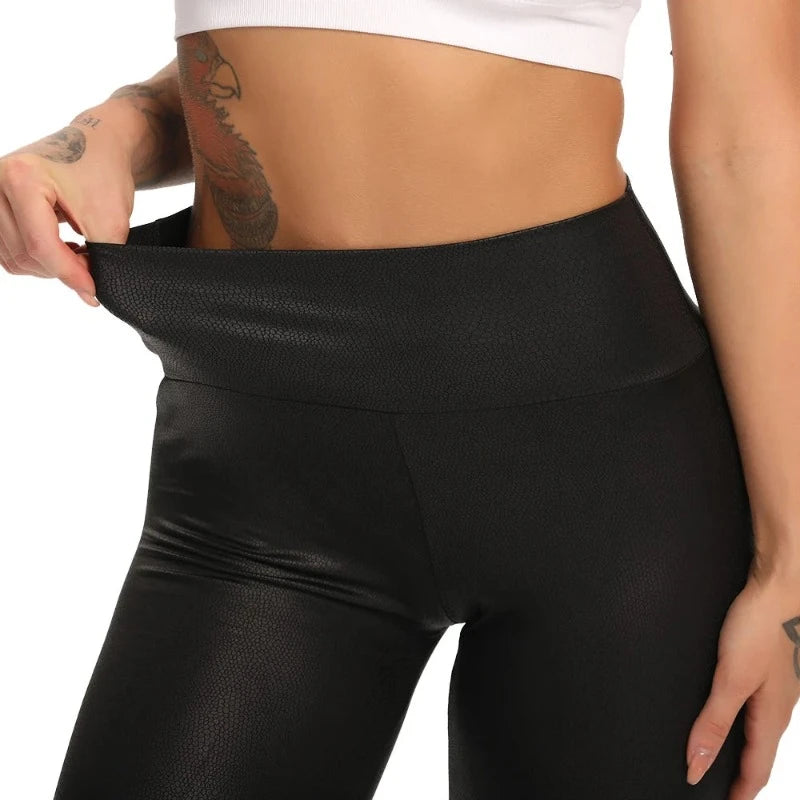 Calça Legging Cintura Alta De Couro Anastasia - Coradon