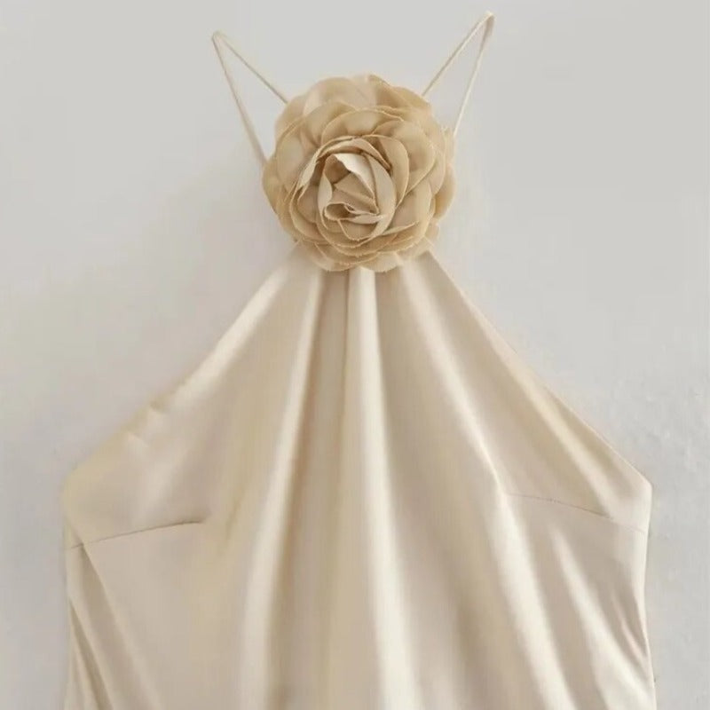 Vestido Midi Festa Seda Cetim Yara - Coradon