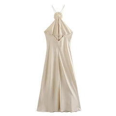 Vestido Midi Festa Seda Cetim Yara - Coradon