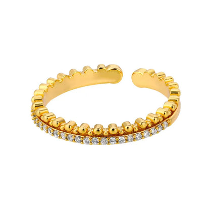 Anel Pedraria Regulável Banhado em Ouro 18K Cassia
