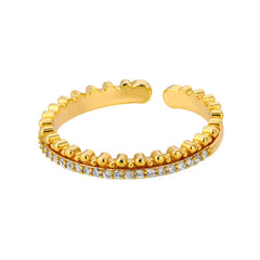 Anel Pedraria Regulável Banhado em Ouro 18K Cassia