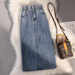 Saia Jeans Midi Com Fenda Carol