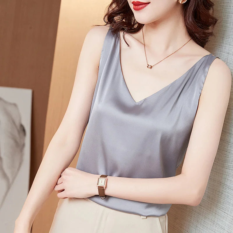 Blusa Feminina Seda Marcela Cinza - Coradon