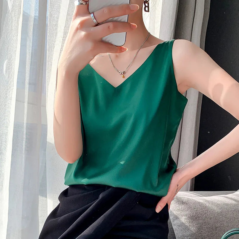 Blusa Feminina Seda Marcela Verde Escuro - Coradon