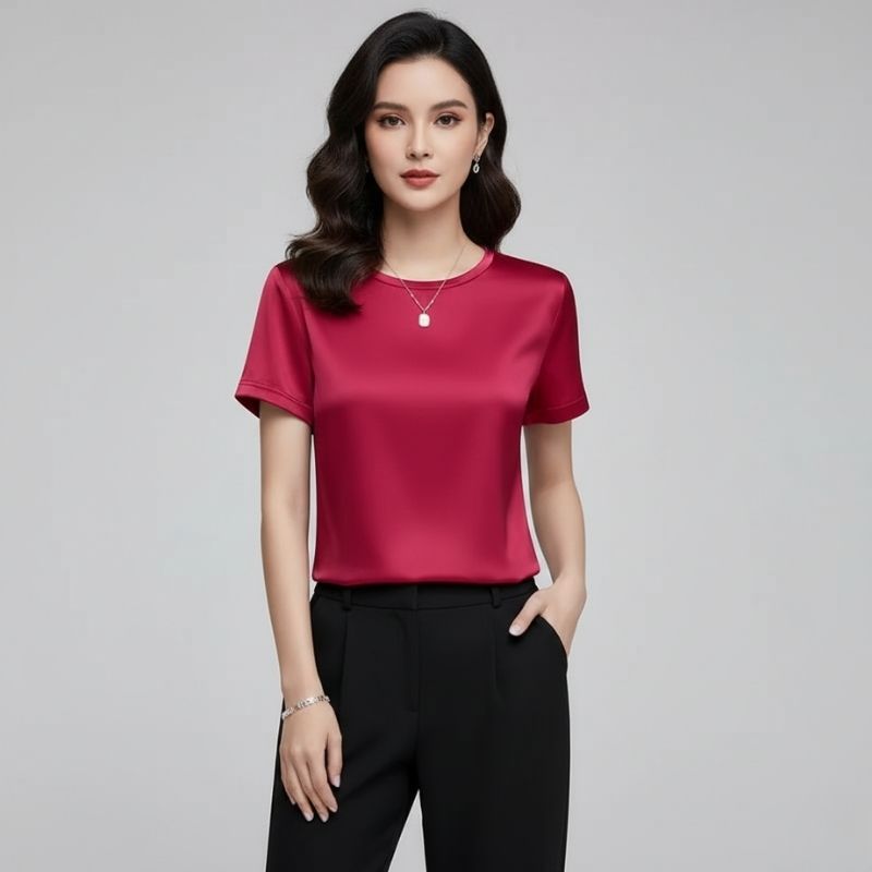 Blusa De Seda Feminina Vermelha Maya