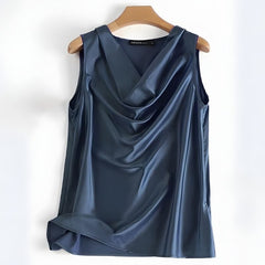 Blusa De Seda Feminina Azul Paula