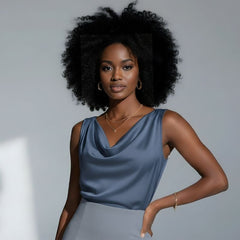 Blusa De Seda Feminina Azul Paula