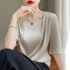 Blusa De Seda Feminina Bege Kloe