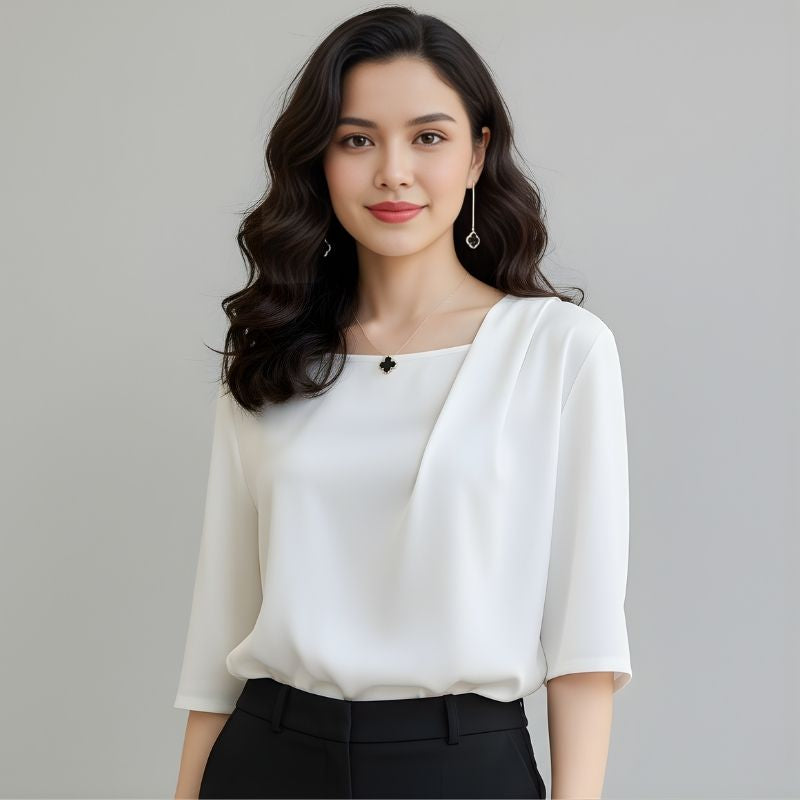 Blusa De Seda Feminina Branca Kloe