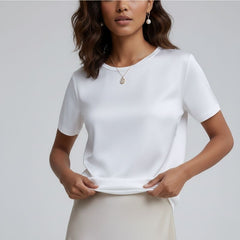 Blusa De Seda Feminina Branca Maya