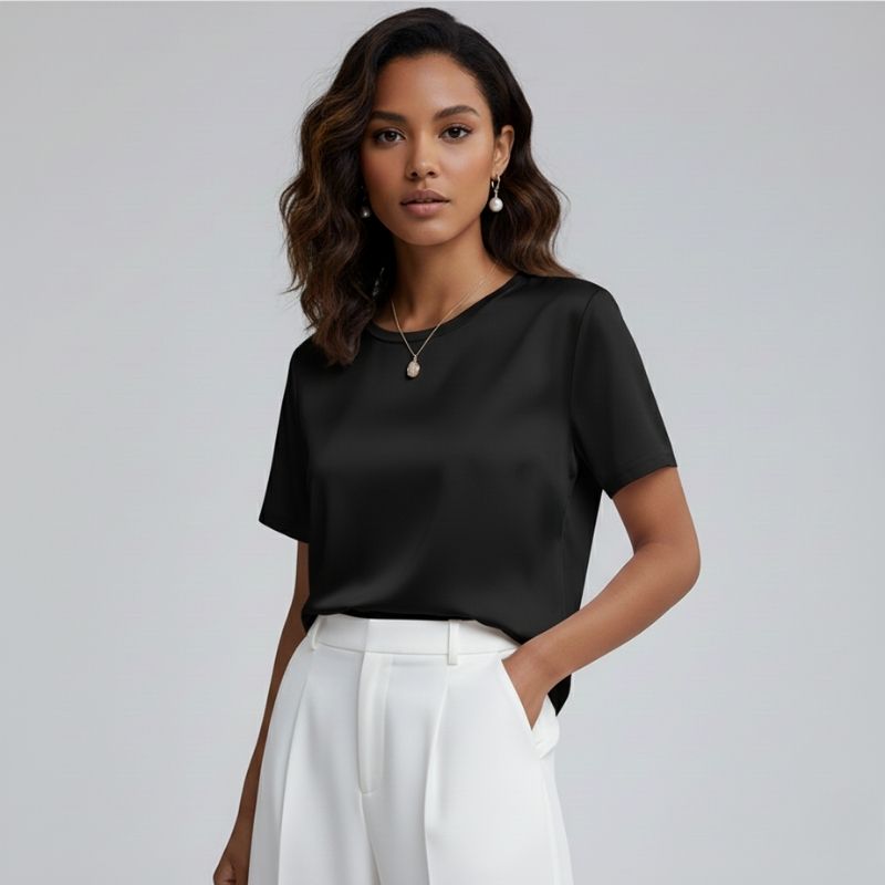 Blusa De Seda Feminina Preta Maya