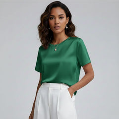 Blusa De Seda Feminina Verde Maya