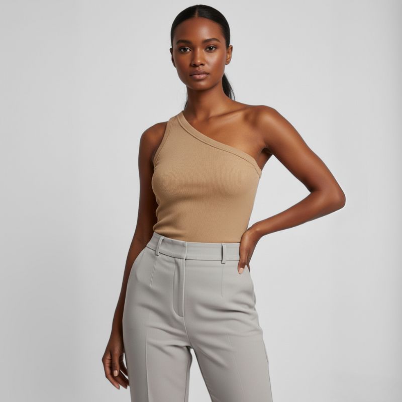 Blusa De Um Ombro Só Canelada Agatha