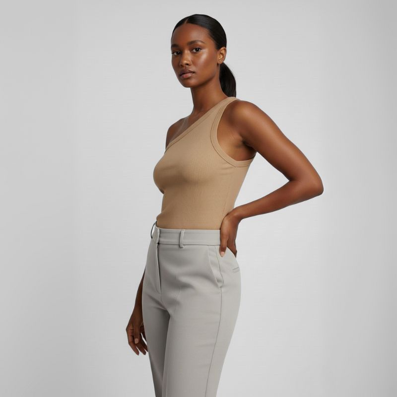 Blusa De Um Ombro Só Canelada Agatha