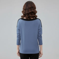 Blusa Feminina Azul Manga Longa Miriam