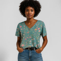 Blusa Feminina Manga Curta Flora