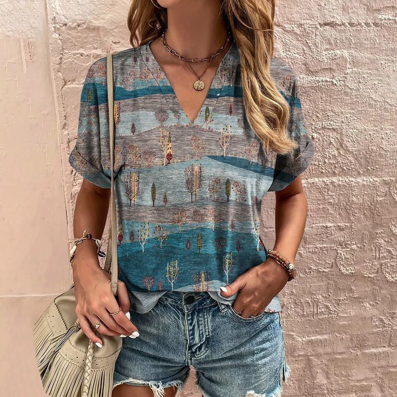 Blusa Feminina Manga Curta Retro