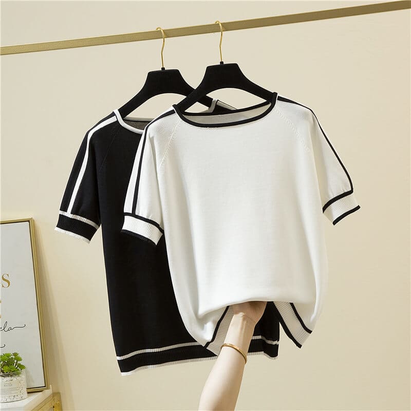 Blusa Feminina Manga Curta Stripe - Coradon