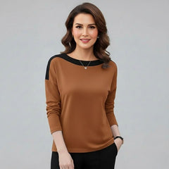 Blusa Feminina Marrom Manga Longa Miriam