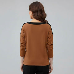 Blusa Feminina Marrom Manga Longa Miriam