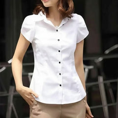 Blusa Feminina Social Manga Curta Branca Vaiolet