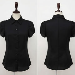 Blusa Feminina Social Manga Curta Preta Vaiolet