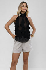 Blusa Tule Preto Feminina Herica