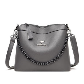 Bolsa Couro Feminina Correntes Lady Cinza Bolsalady