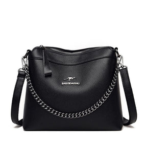 Bolsa Couro Feminina Correntes Lady Preto Bolsalady